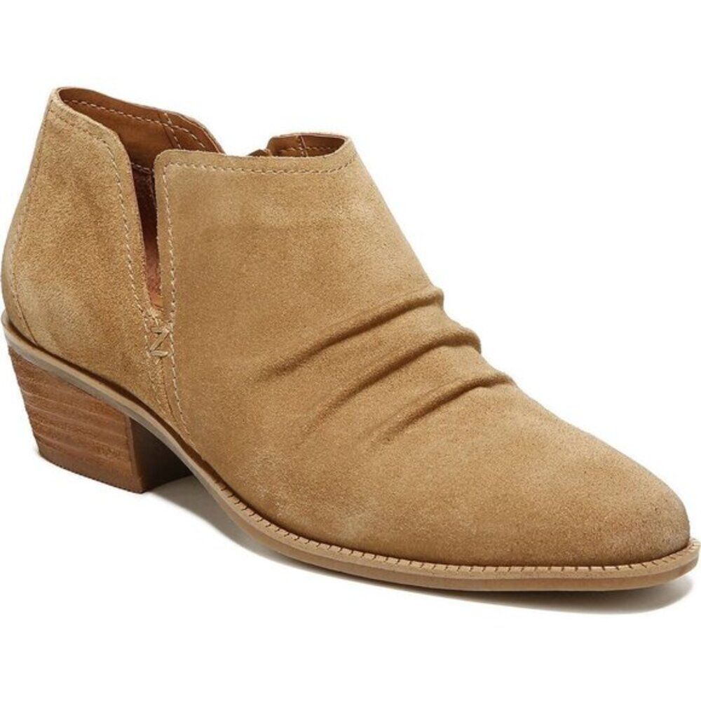 Zodiac Women's Leather Ankle Boots Side Zip Block Shoes Western Tan S6.5 $89